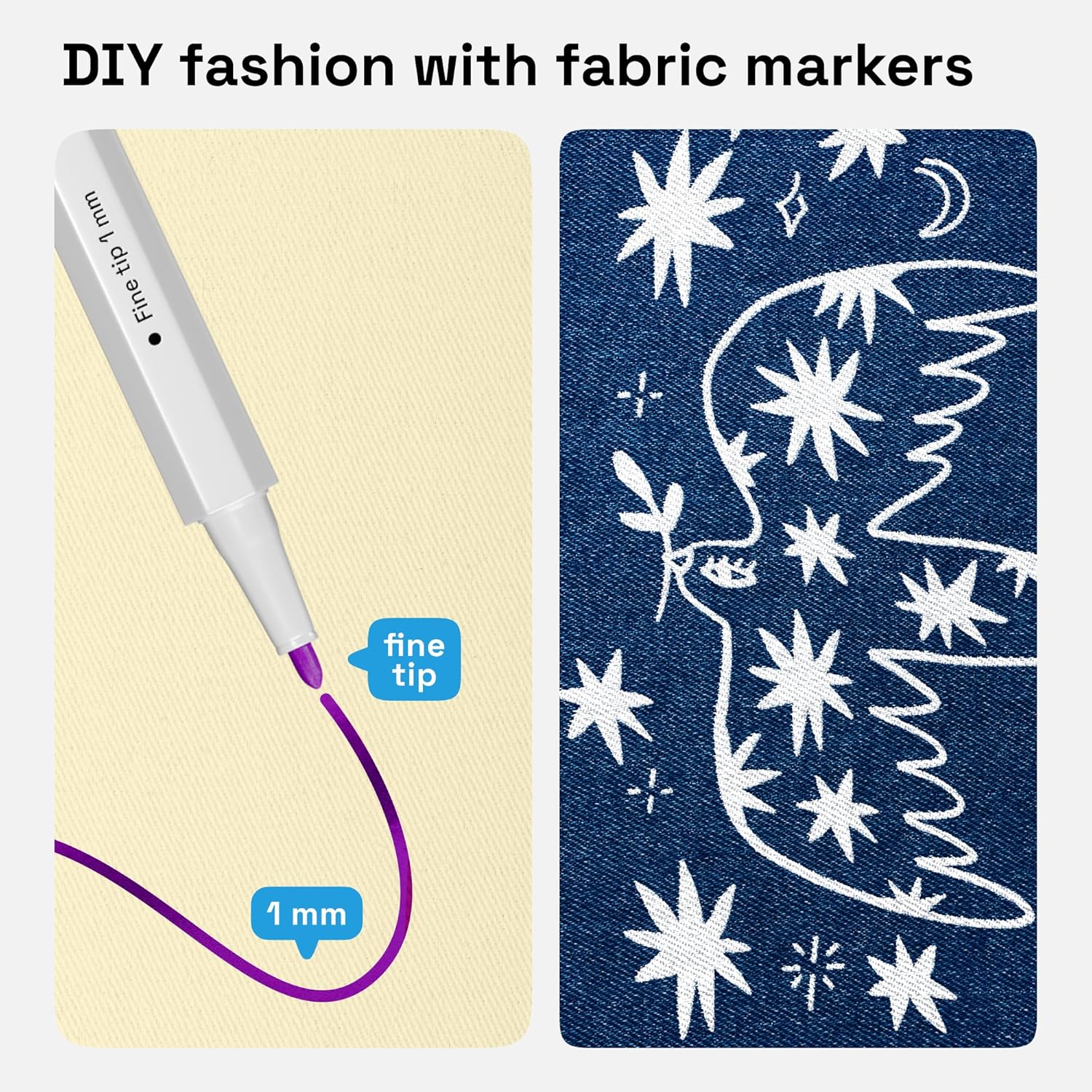 Detalle de Artistro 12 Textilstifte – Stoffdekorationsset mit 1-mm-Feinspitze