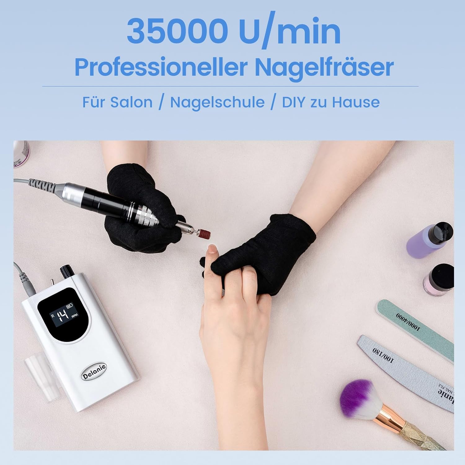 Thumbnail 5 de Delanie Nagelfräser Elektrisch 35000 U/min – kabelloser Akku-Nagelfräser für Acrylnägel und mehr