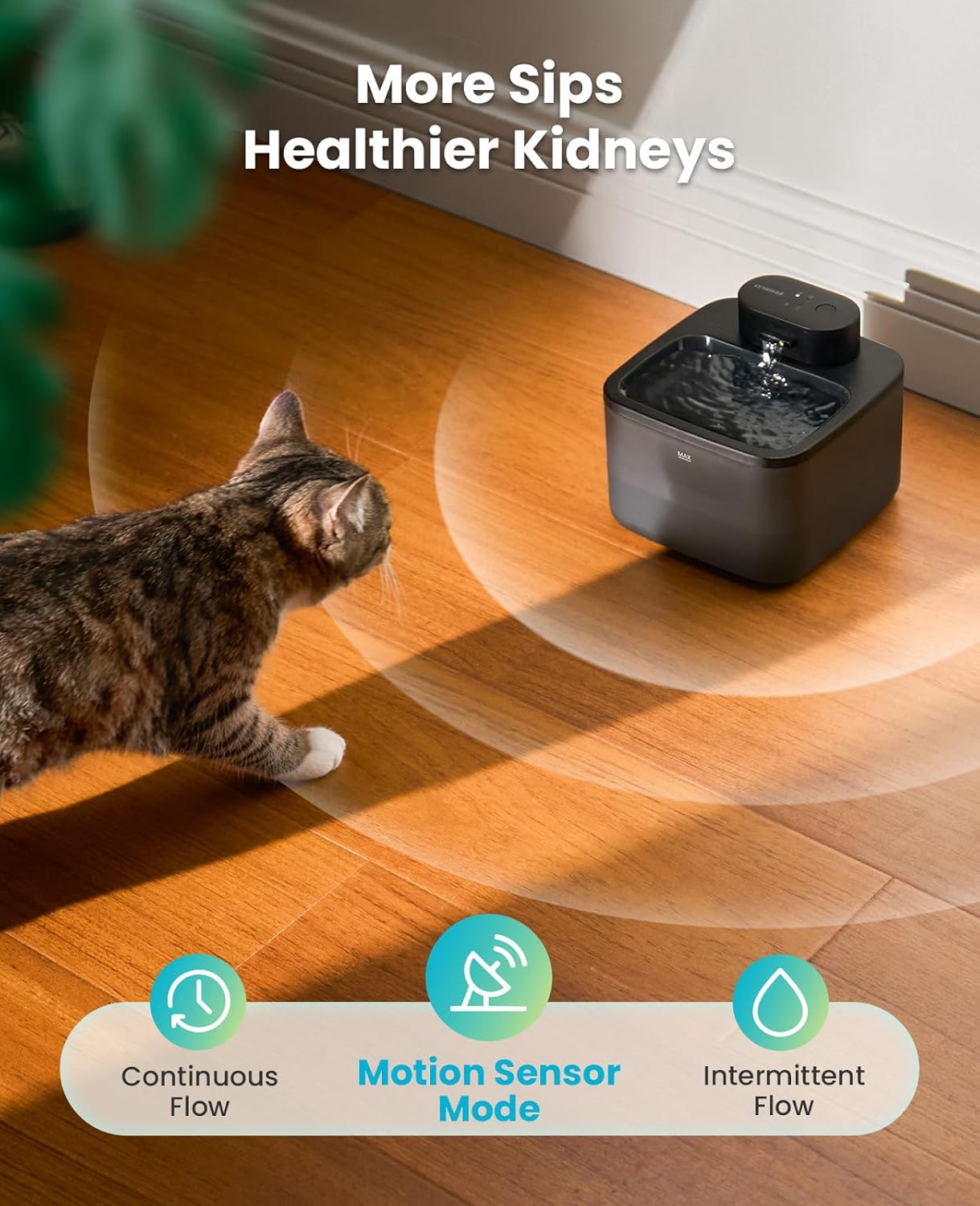 Thumbnail 5 de oneisall Wireless Cat Water Fountain 2.2L โ motion sensor cats ๐ฑ