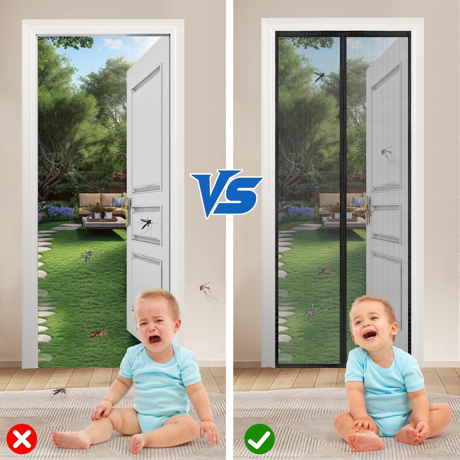 Detalle de Wzlxcxxy Zanzariera Magnetica 65x230cm per Porta Finestra – Nero, Chiusura Automatica