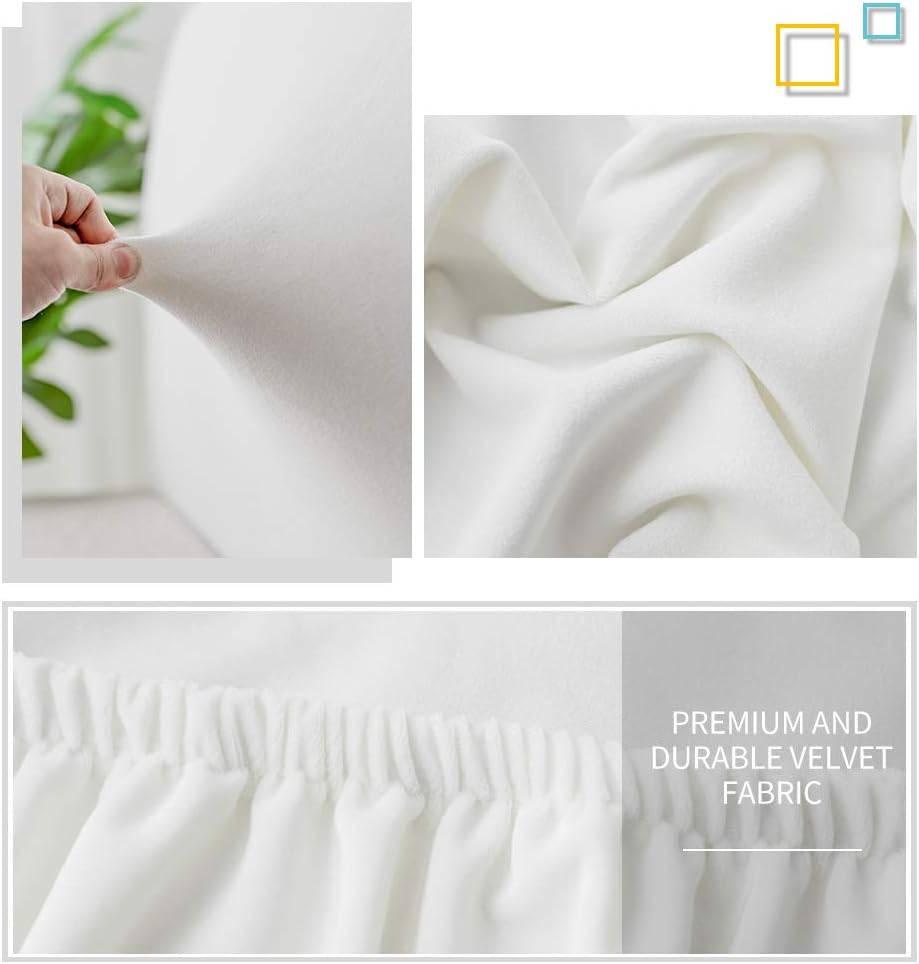 Detalle de DUJUIKE Copertura per Testiera in Velluto Elasticizzato – Bianco, 120-140 cm