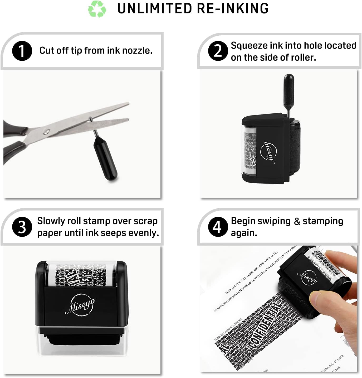 Thumbnail 2 de Miseyo Identity Theft Roller Stamp 1.5in