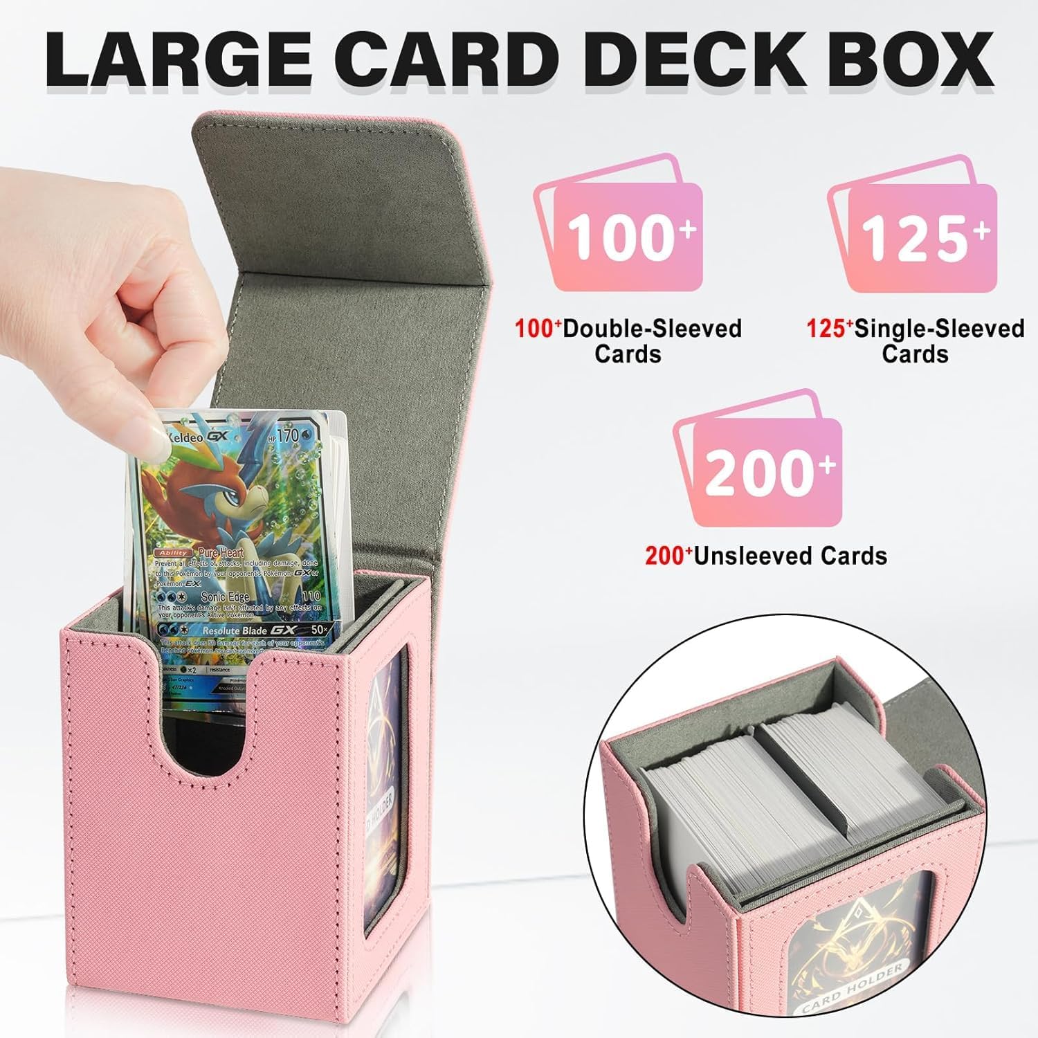 Detalle de Magic Deck Box mit MTG Commander Display – Magnetische Aufbewahrung für 100+ Karten (Schwarz/Grau)