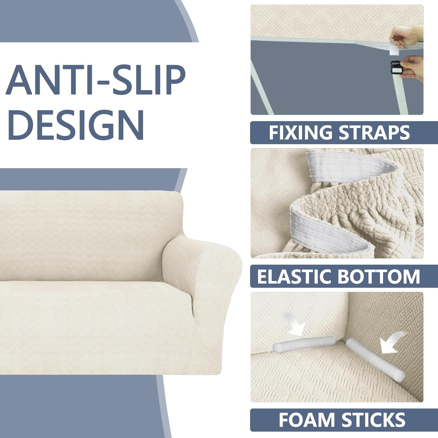Thumbnail 5 de Ystyle Funda Sofa 3 Plazas ajustable crema 🛋