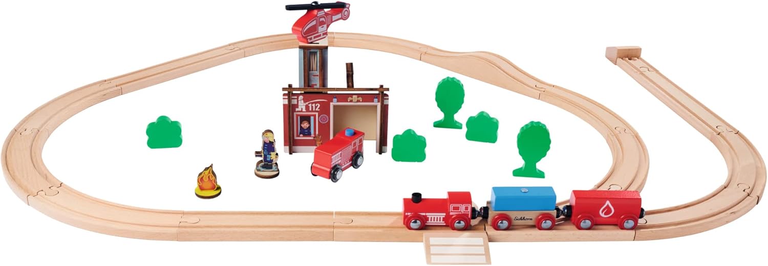 Detalle de Eichhorn Schienenbahn Feuerwehr-Set 100006205 (33-teilig) mit 295 cm Streckenlänge