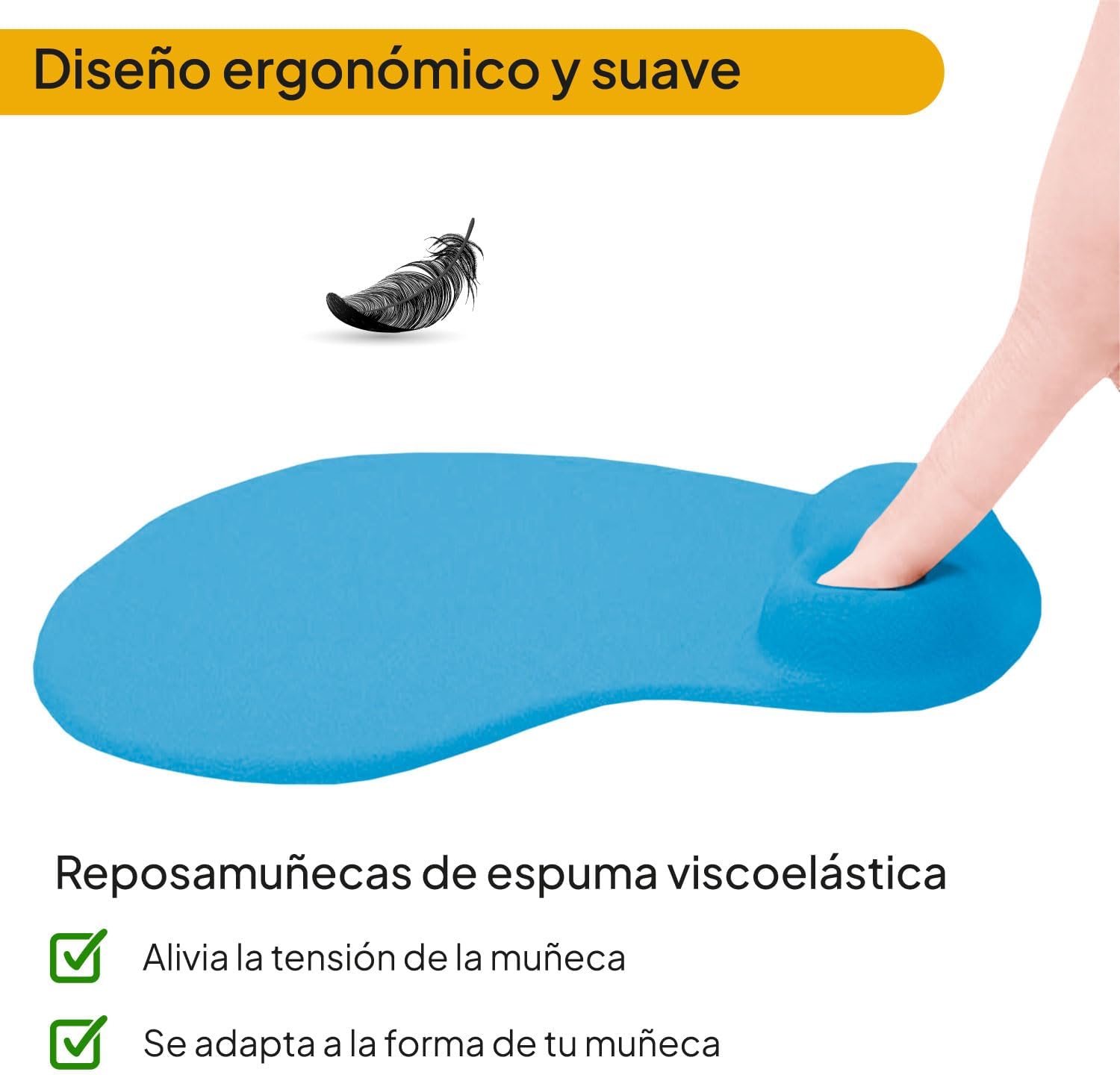 Thumbnail 2 de OcioDual Alfombrilla Reposamuñecas Azul Claro con Gel 🖱️