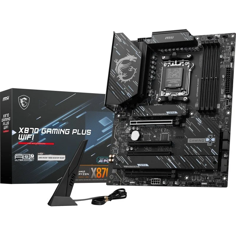 Detalle de MSI X870 GAMING PLUS WiFi: placa base gaming con conectividad avanzada y DDR5