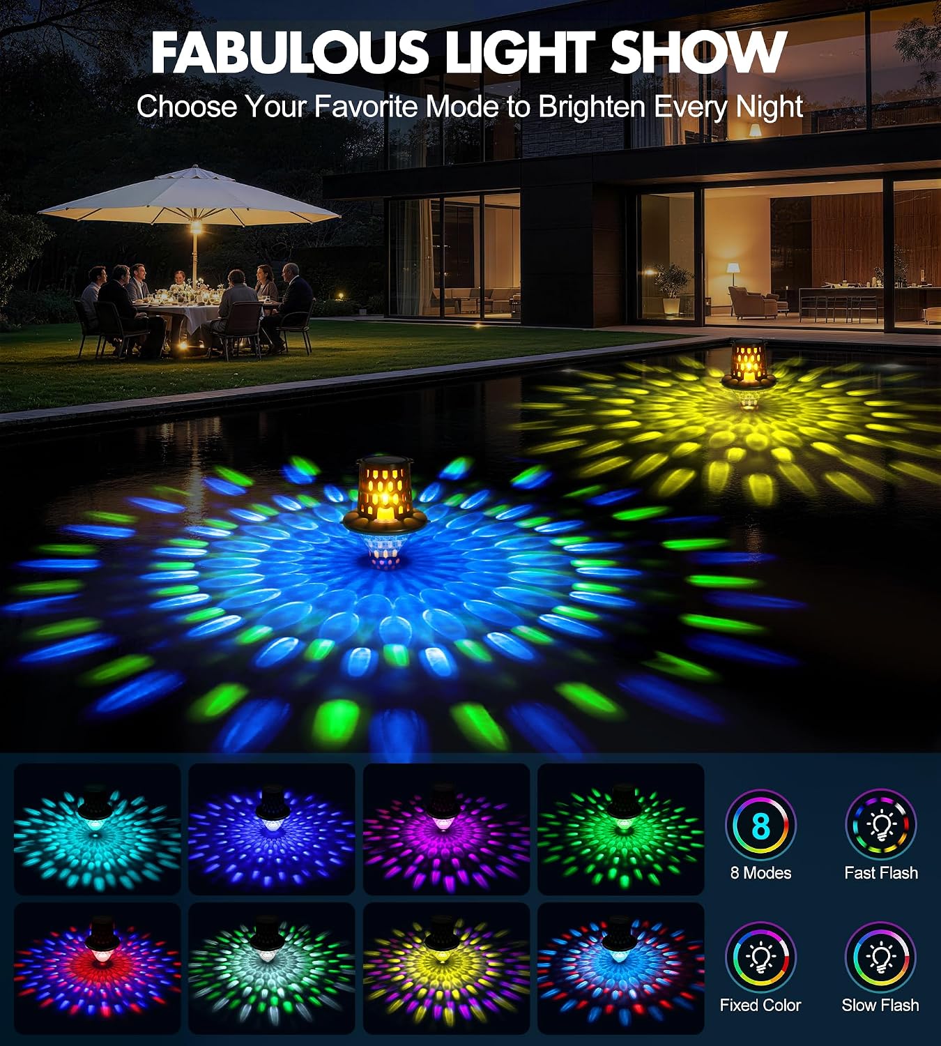 Thumbnail 2 de LuxBlue Luces Piscina Solares: Espectáculo de llamas y luces subacuáticas para piscinas y jardines