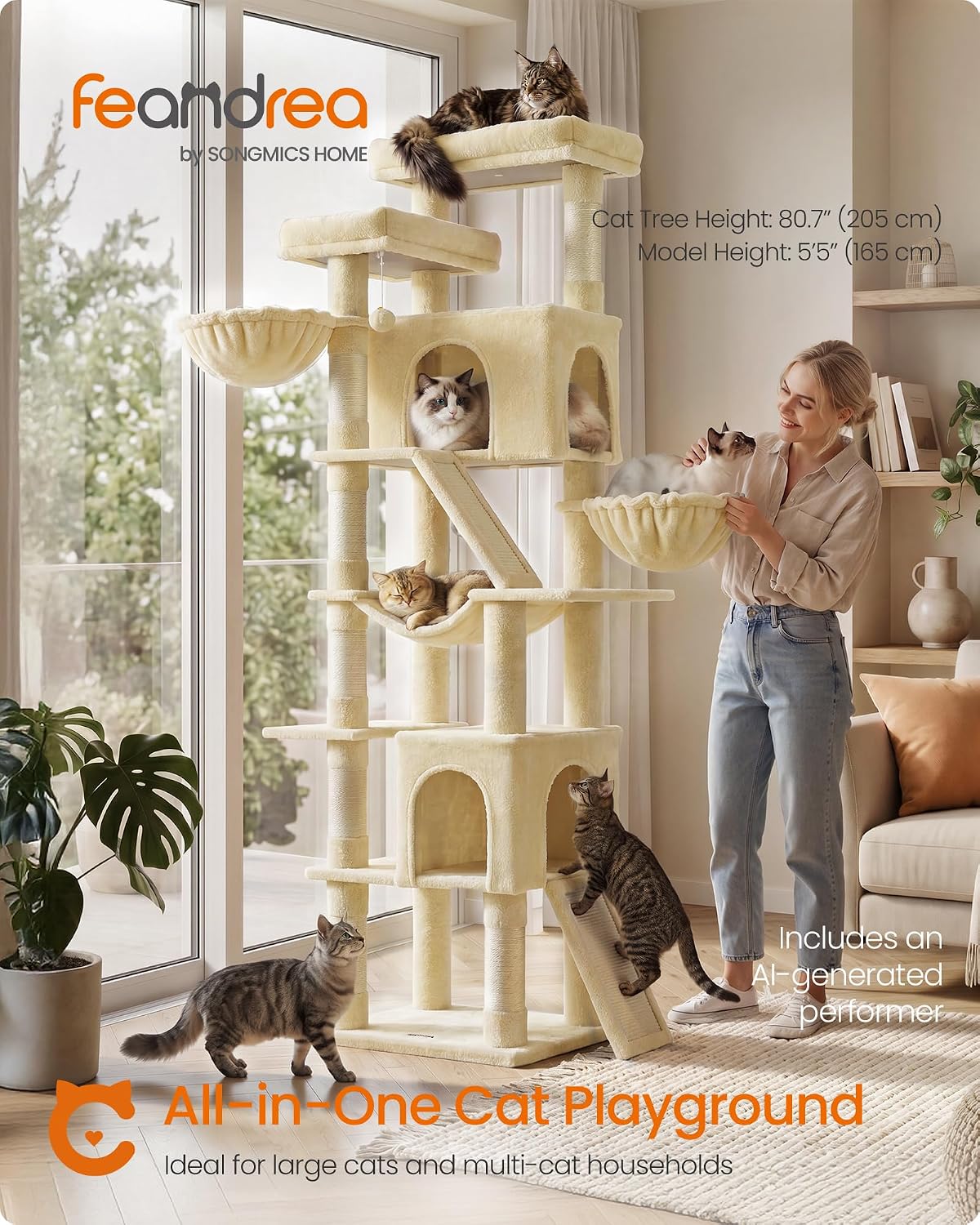 Thumbnail 1 de Feandrea UPCT021Y101S 81.1-Inch Cat Tree with Sisal Posts and 7 Resting Areas