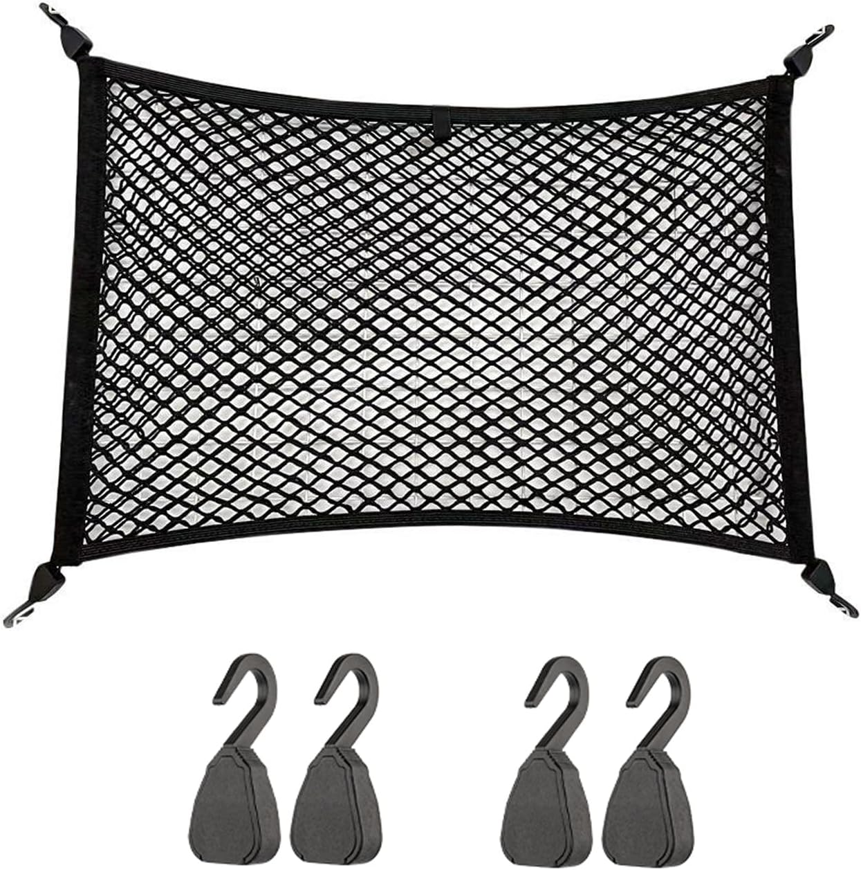 Thumbnail 6 de JT-HLM Cargo Net Stretchable: Nylon Mesh, Adjustable Elastic Car Boot Net with 4 Hooks (40x60cm) for SUVs, Cars and Trucks