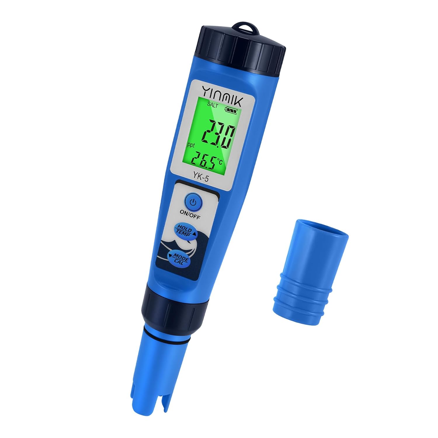 Salzwasser Pool Messgerät 5 in 1 – pH, TDS, EC, Salzgehalt und Temperatur mit LCD-Display