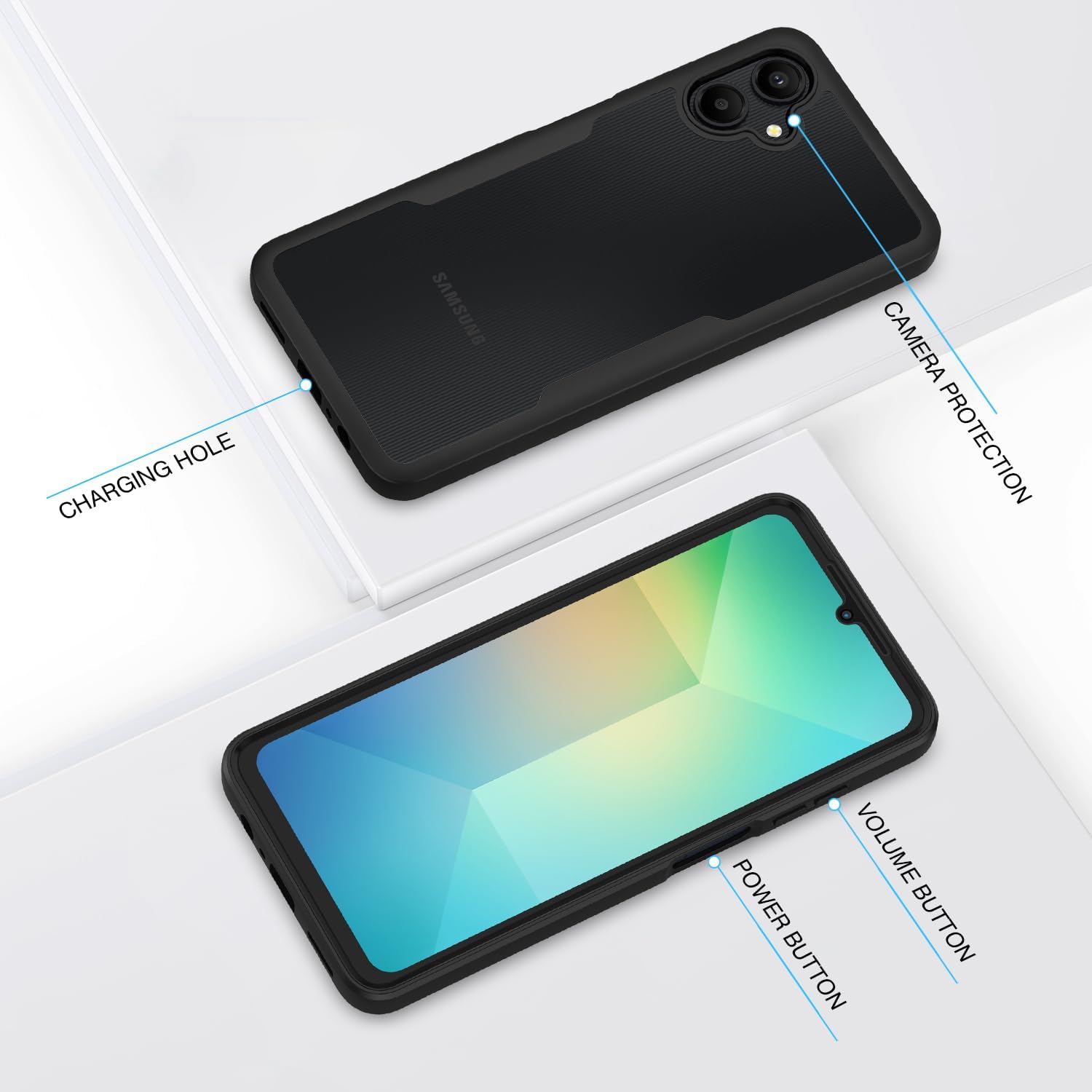 Thumbnail 6 de CENHUFO for Samsung Galaxy A06 rugged case with built-in screen protector (black)