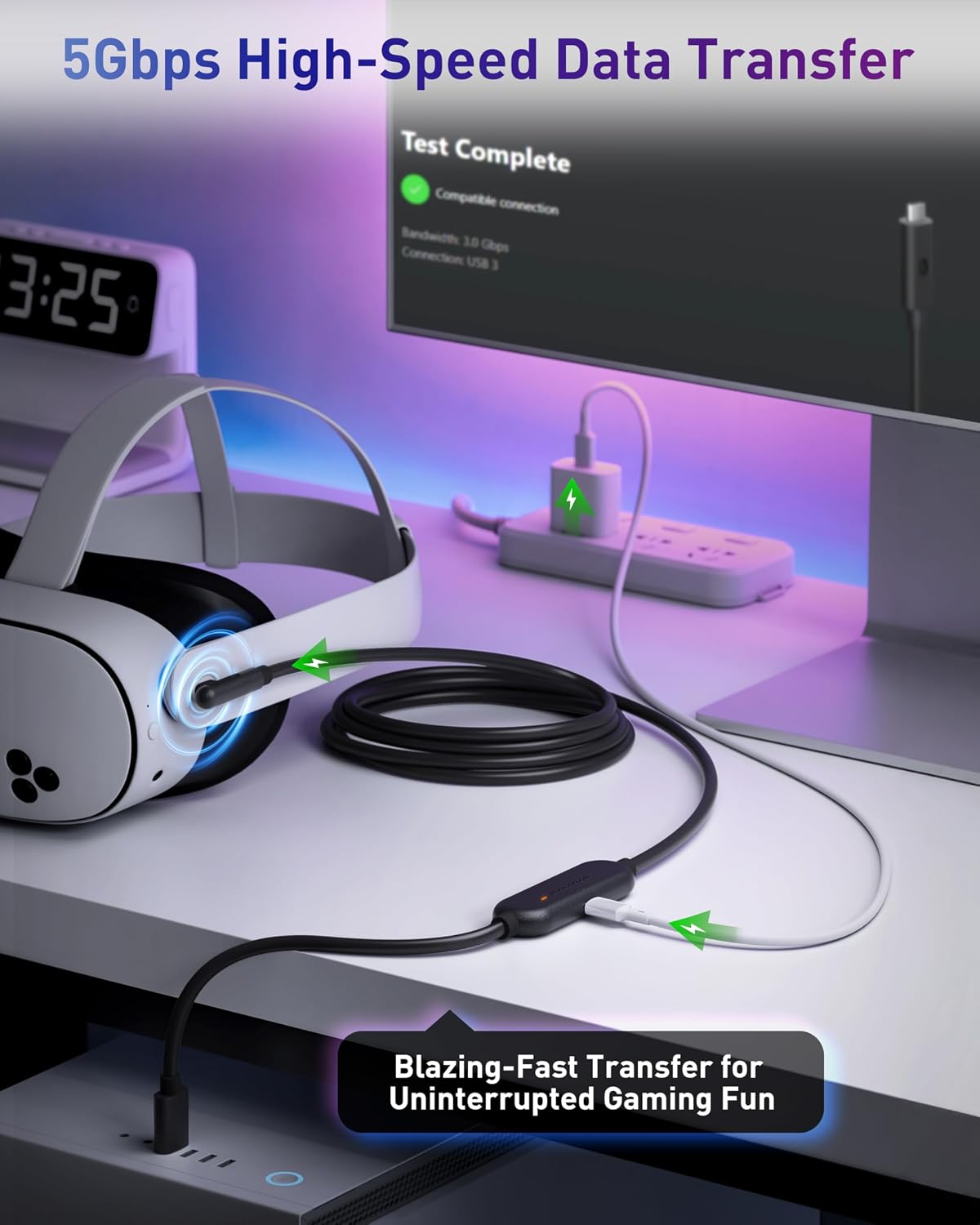 Detalle de Maxonar VR Charging Link Cable 5m (Next-Gen Chip) USB C Cable for Meta Quest & PC VR