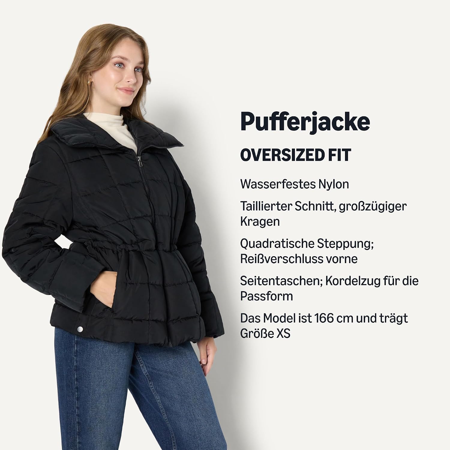 Detalle 2 de Amazon Essentials Damen Karierte Oversize-Steppjacke mit Puffärmeln