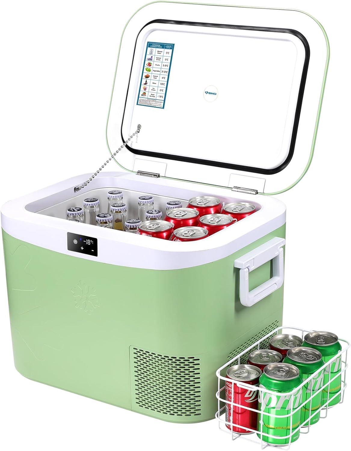 BINGI Kompressor Kühlbox 18 L – Tragbarer Auto-Kühlschrank mit 12/24V DC und 230V AC
