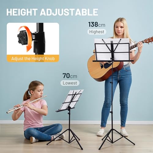 Thumbnail 3 de CAHAYA Sheet Music Stand Portable Book Stand – Metal, Lightweight, Black