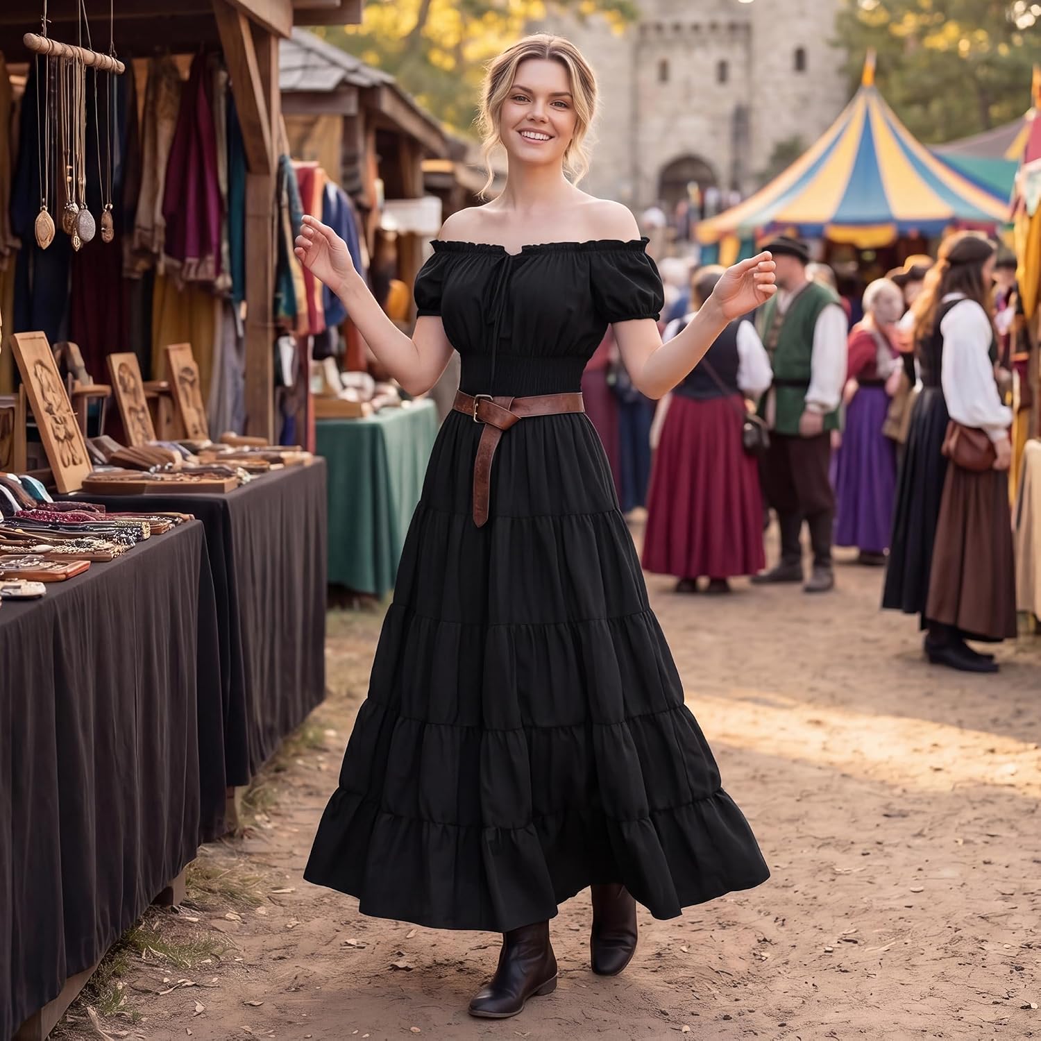 Detalle 2 de Zhitunemi Dress-6531 Renaissance Costume Dress with Full-Length Skirt