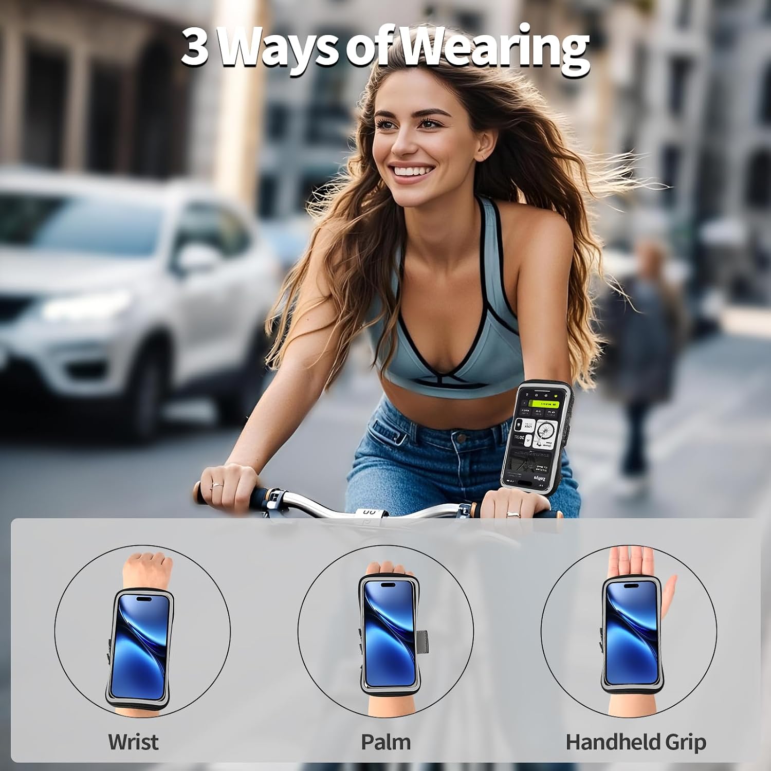 Detalle 2 de Guzack 2-in-1 Sweatproof Running Phone Holder – Armband and Glove for iPhone and Android