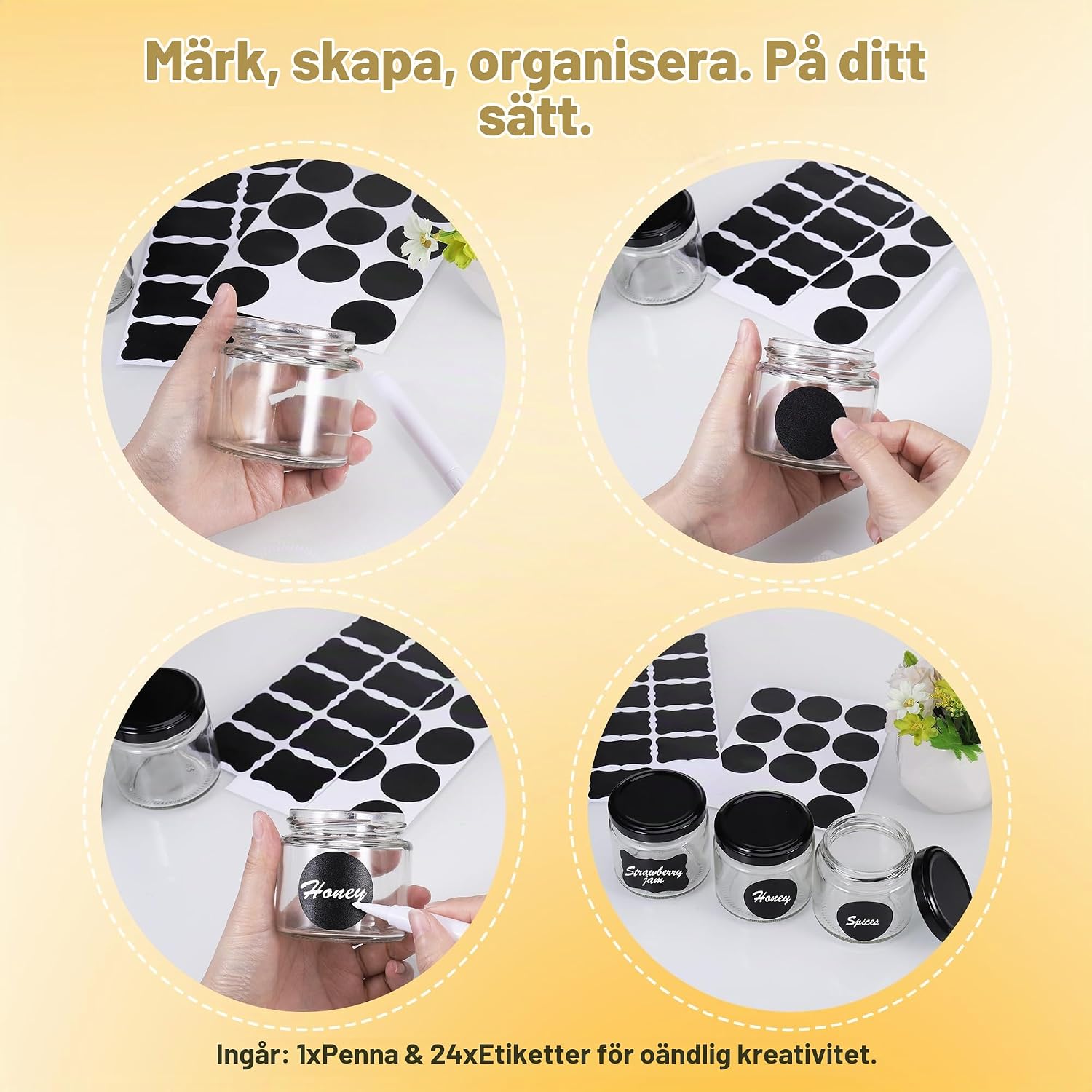Detalle 2 de Hejo glasburkar, 12-pack, 150 ml med lufttäta skruvlock