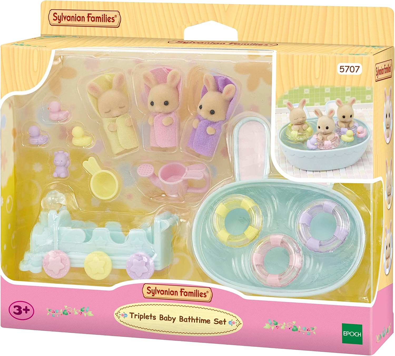 Thumbnail 2 de Sylvanian Families 5707 Triplets Baby Bathtime Set with Train and Bath Toys