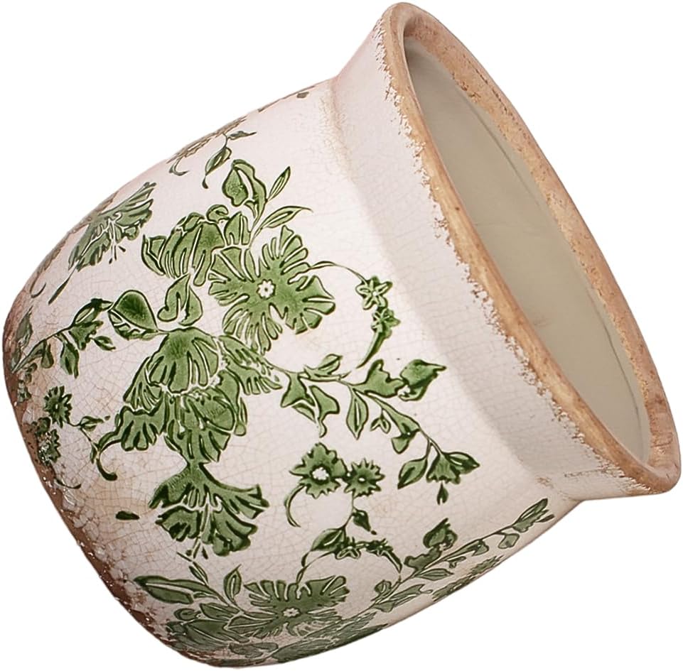 Thumbnail 4 de Xiaan Jiaju Green Leaf Ceramic Planter with Drainage and Crackle Glaze