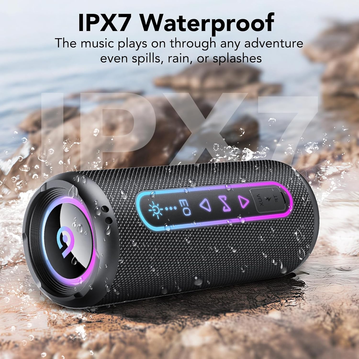 Detalle de Enceinte Bluetooth 5.4 25W – Puissante, étanche IPX7 et éclairage RGB