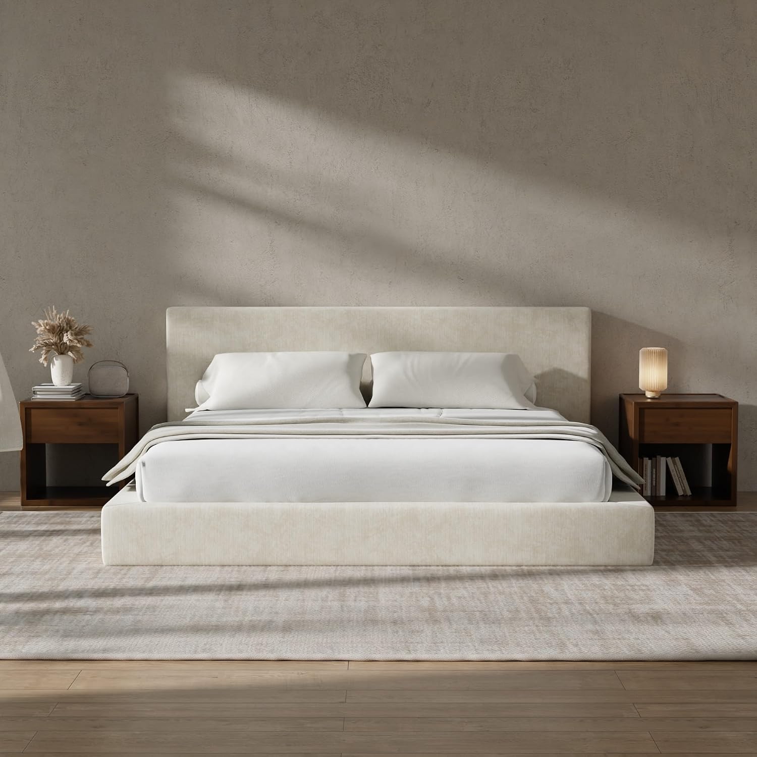 Detalle de RECCI CWC-001 AirFrame King Upholstered Bed Frame with Chenille Headboard
