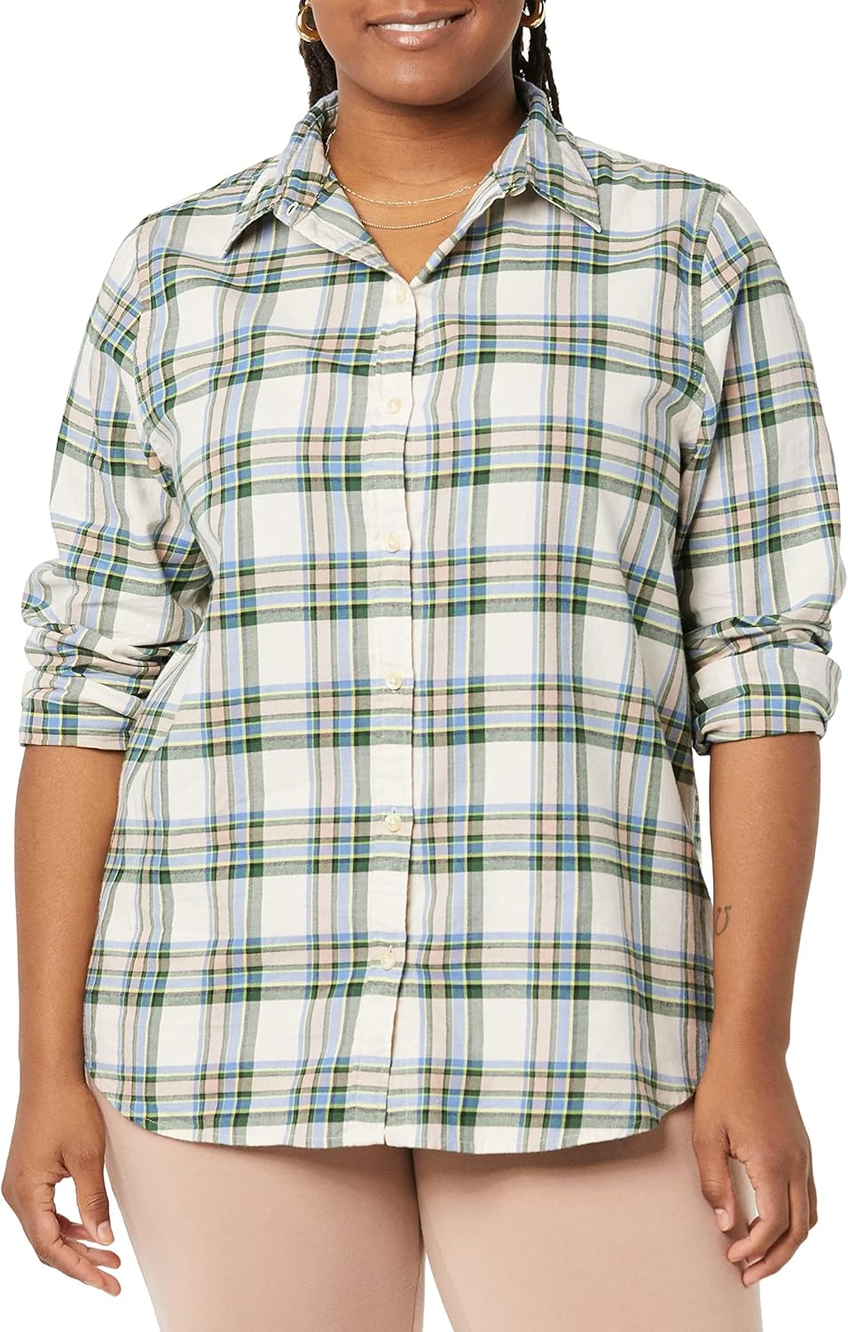 Thumbnail 2 de Amazon Essentials Women's Regular-Fit Long-Sleeve Lightweight Plaid Flannel Shirt