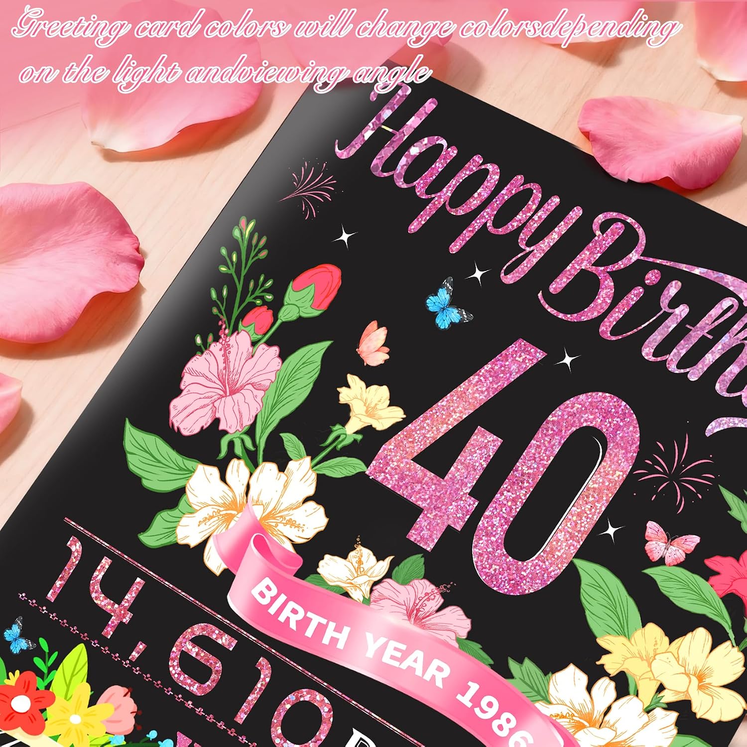 Detalle de Awrmoo 40th Birthday Cards for Women – 3D Pop Up 40 Symbol in Rose Gold, with Hot Stamping Cover