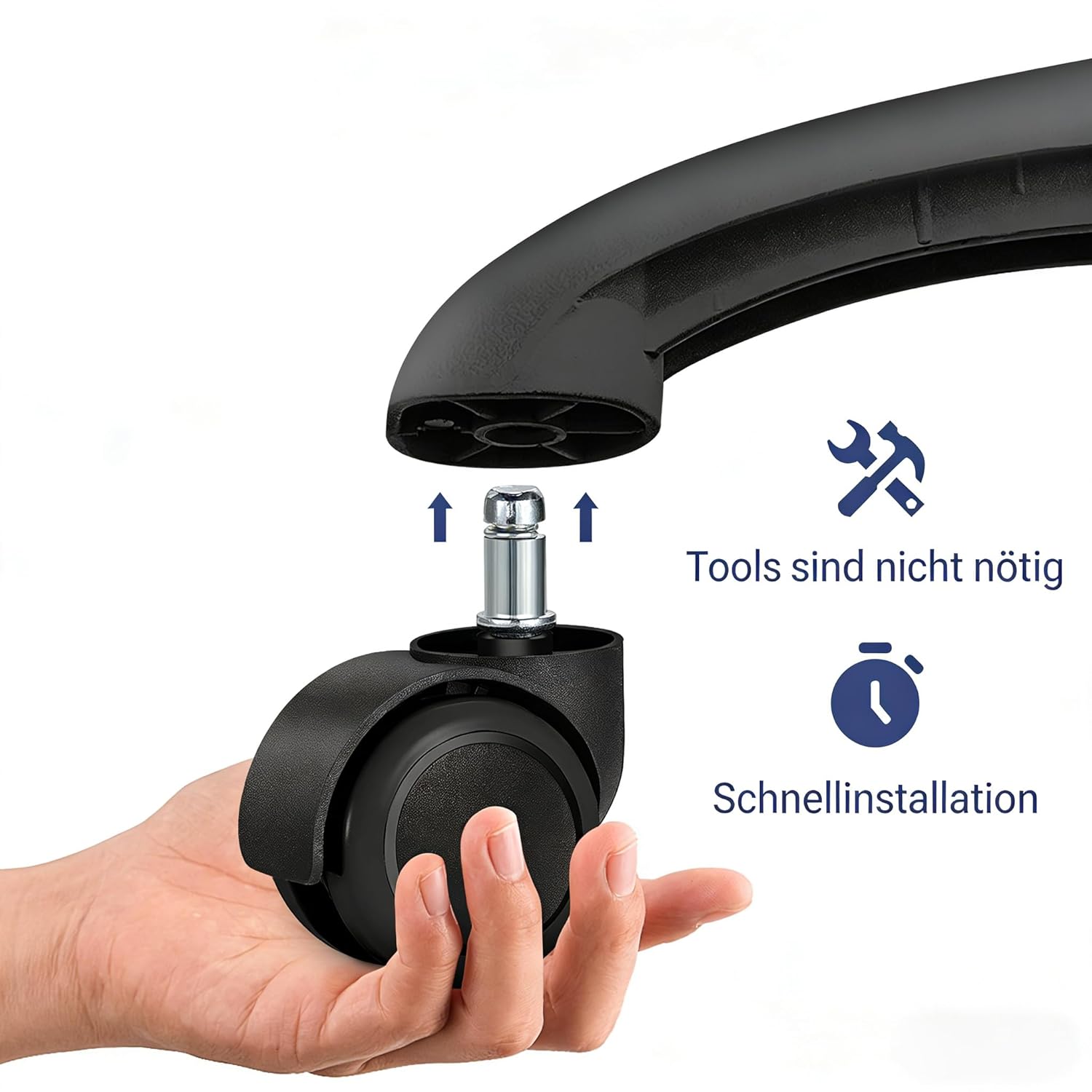 Thumbnail 6 de bürostuhl Rollen (5er Set) – 10 mm / 22 mm Ersatz-Hartbodenrollen für Gaming-Stühle, Drehstühle und Bodenschutz