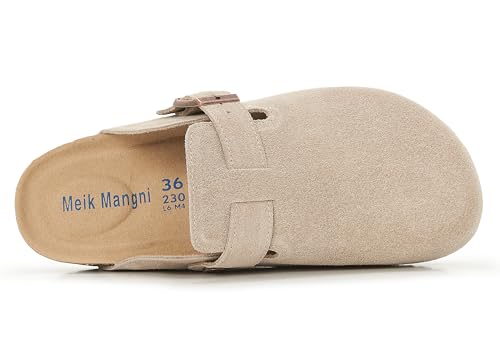 Detalle de Meik Mangni Wildleder Clogs mit Arch Support – Beige, Gr. 38 EU