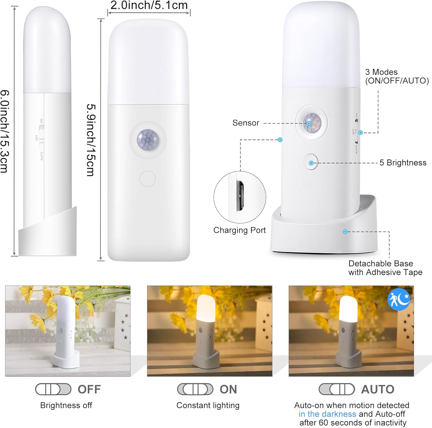 Thumbnail 6 de YELKO Bewegungsmelder Nachtlicht 2000mAh