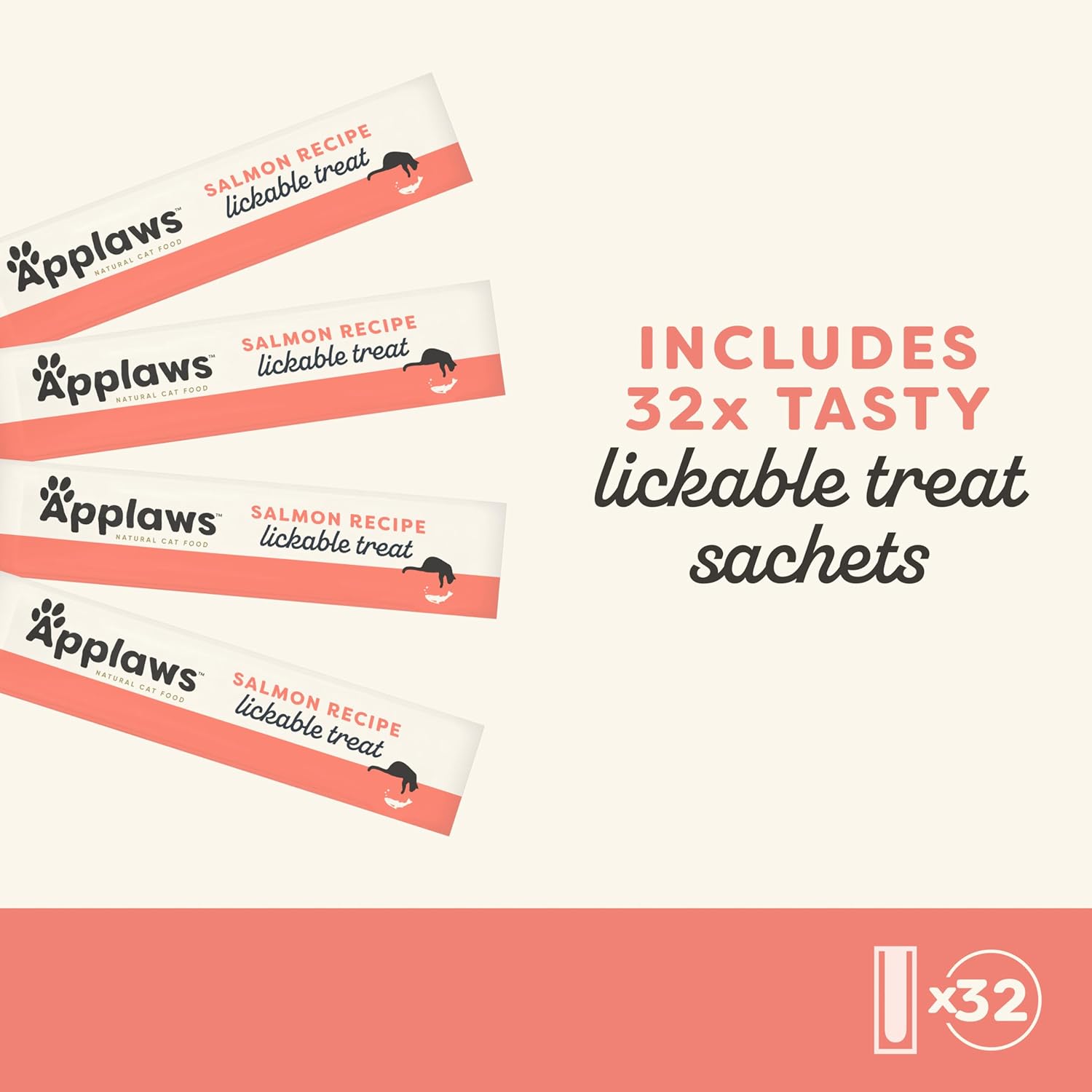 Detalle de Applaws Salmon Creamy Lickable Cat Treats for Cats & Kittens – 32 x 15g