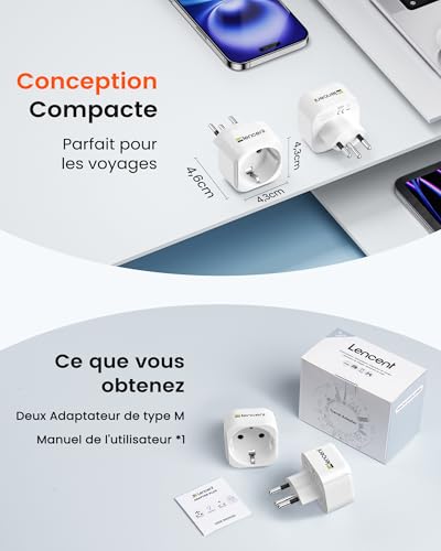 Thumbnail 6 de LENCENT Adaptateur France-Suisse Type J, lot de deux avec terre et sécurité enfant
