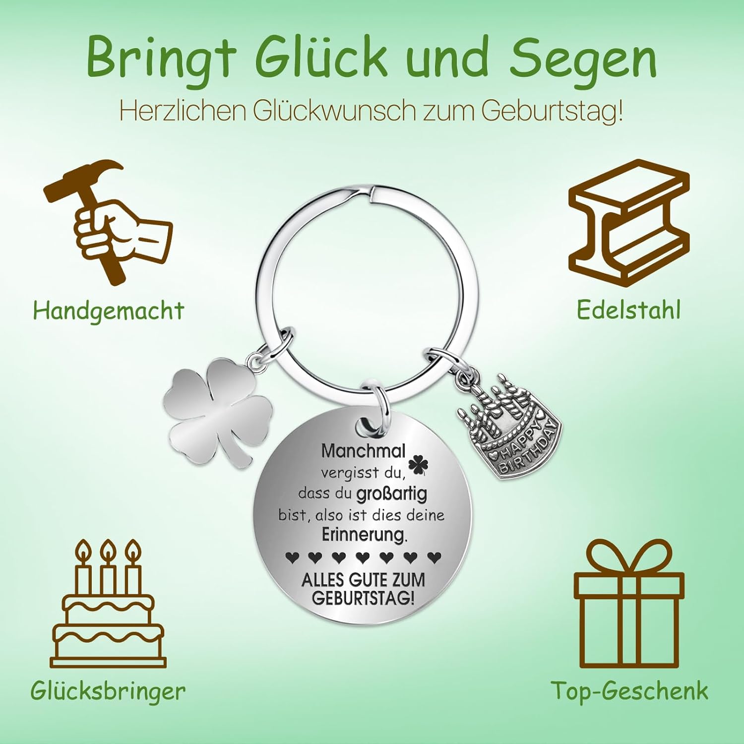 Thumbnail 5 de Farbeele positiver Pflanze & Glücksbringer-Schlüsselanhänger (Pocket Hug) – Geburtstagsgeschenk für Frauen und Männer