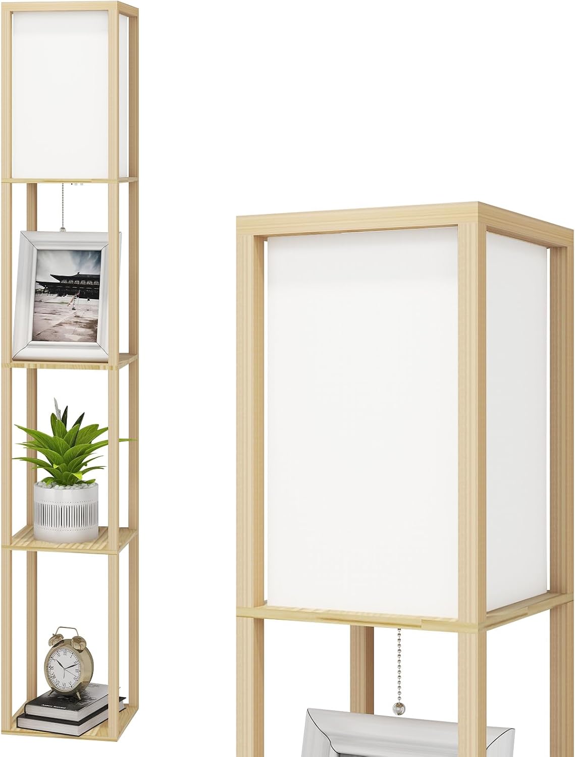 Detalle de Fullwatt Stehlampe mit Holzregal 160 cm