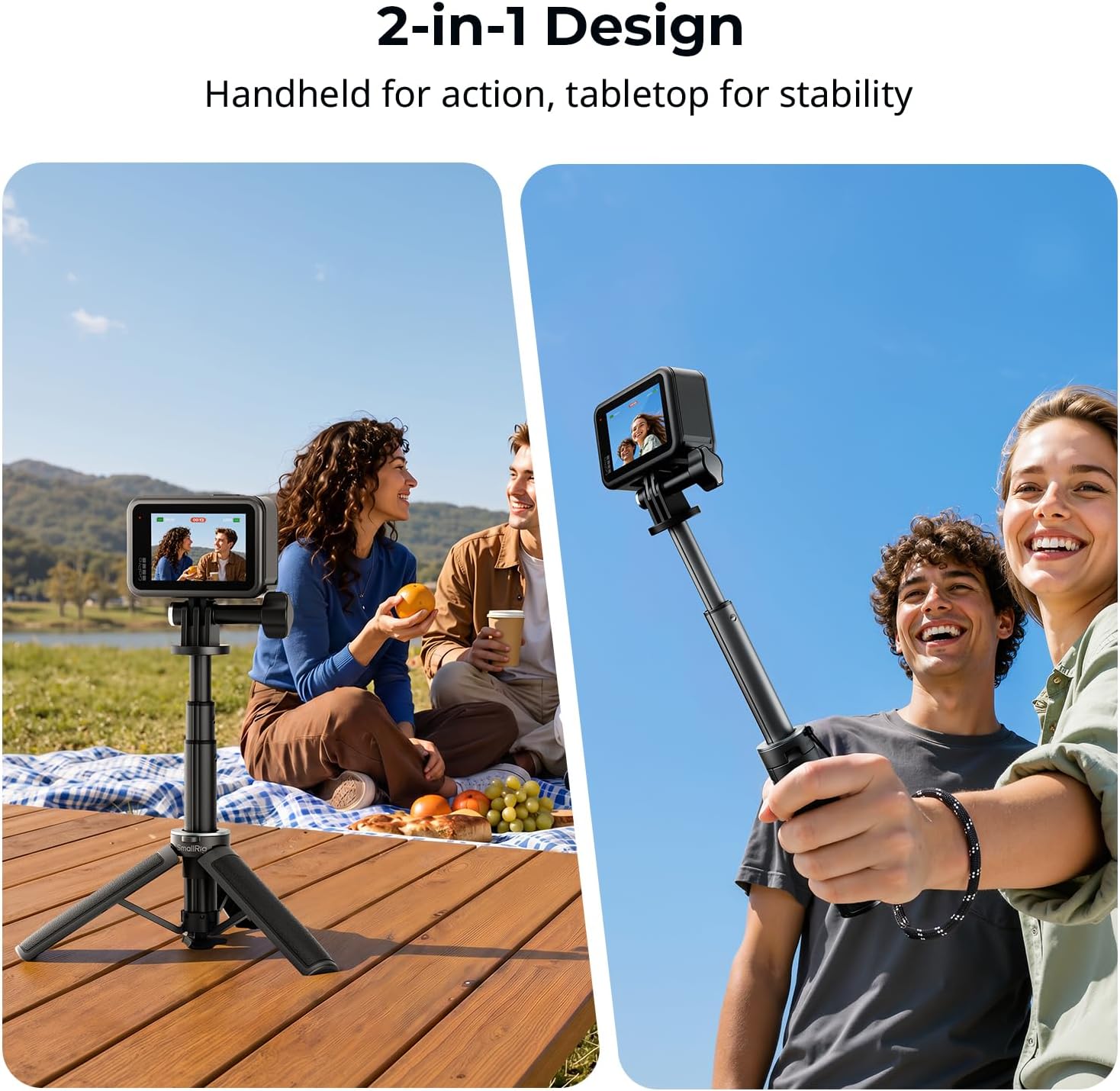 Detalle de SMALLRIG 6148 selfie-stickstatief voor actioncamera's, uitschuifbaar tot 12 inch