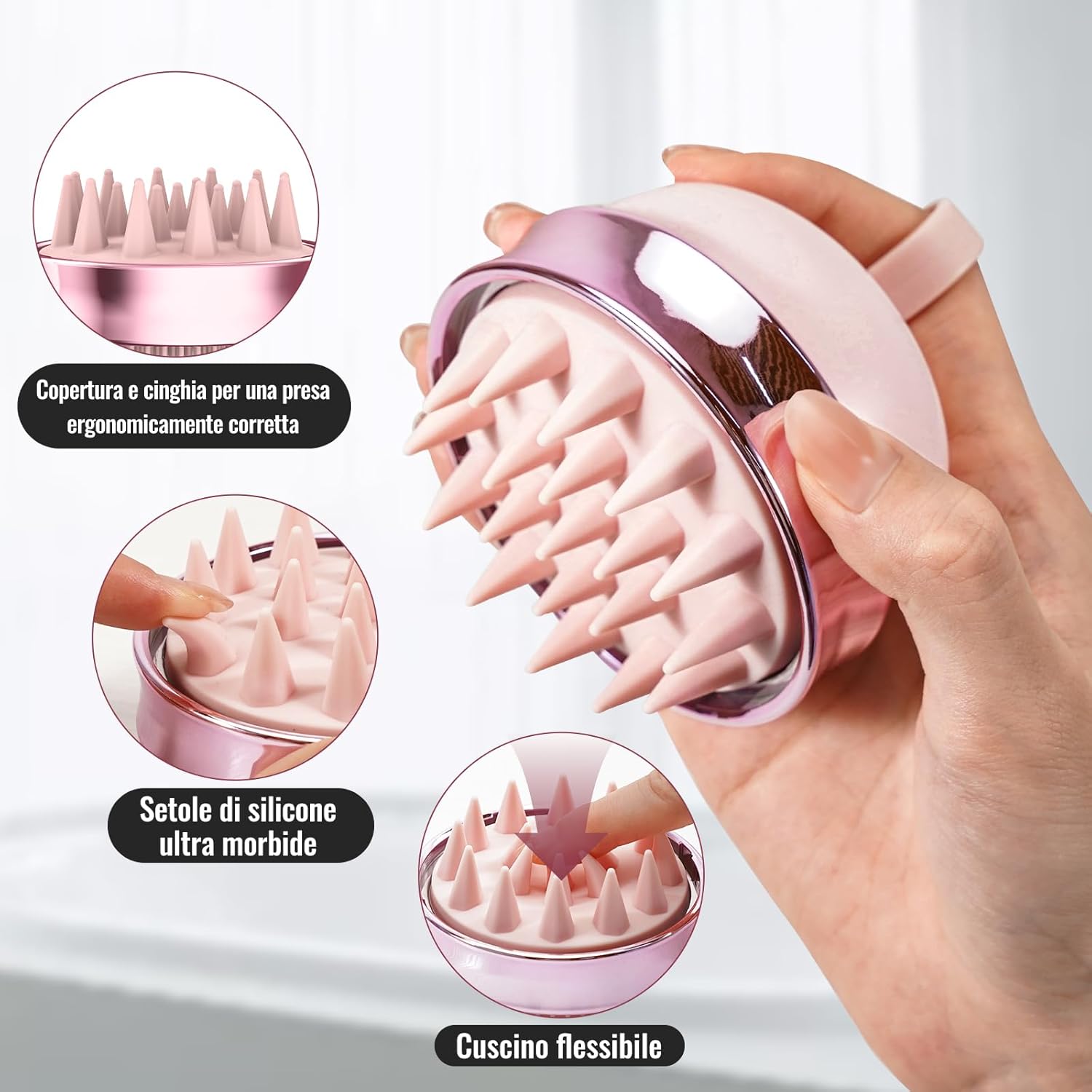 Thumbnail 3 de SHINLEA Massaggiatore cuoio capelluto spazzola in silicone rosa