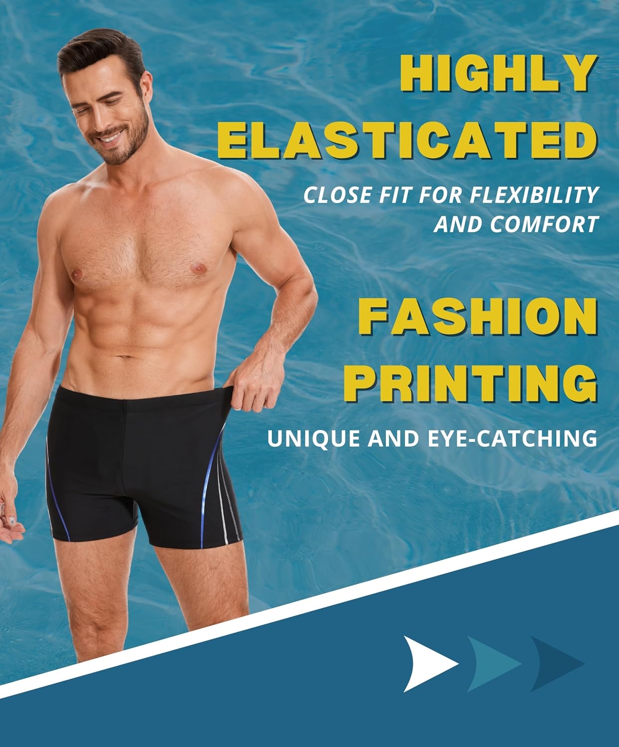Detalle de AMZSPORT Maillot de Bain Homme Short de Bain à Séchage Rapide avec Cordon de Serrage