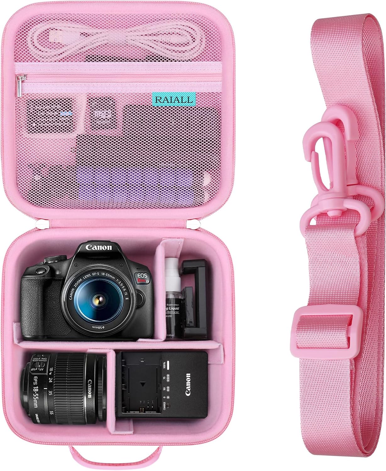 Detalle de RAIALL Camera Case for Canon EOS and Sony/Nikon DSLRs – Pink Hard Carrying Case