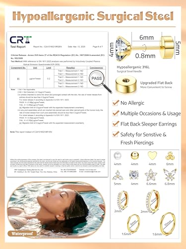 Detalle de CASSIECA 12-Paar Gold Helix Piercings – 316L Edelstahl, 14K Vergoldet