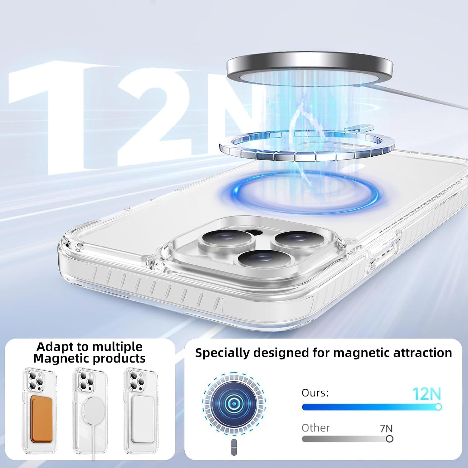 Detalle 2 de DEERLAMN Magnetic Clear Case for iPhone 12/12 Pro