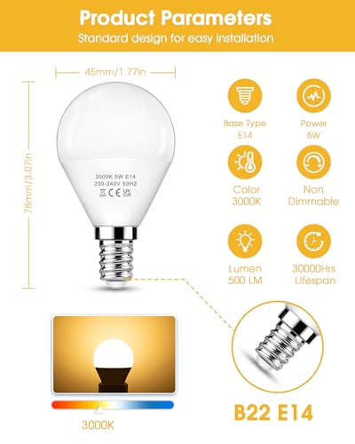 Thumbnail 6 de EvaStary E14 LED Light Bulb – 40W Equivalent, Warm White, 6 Pack