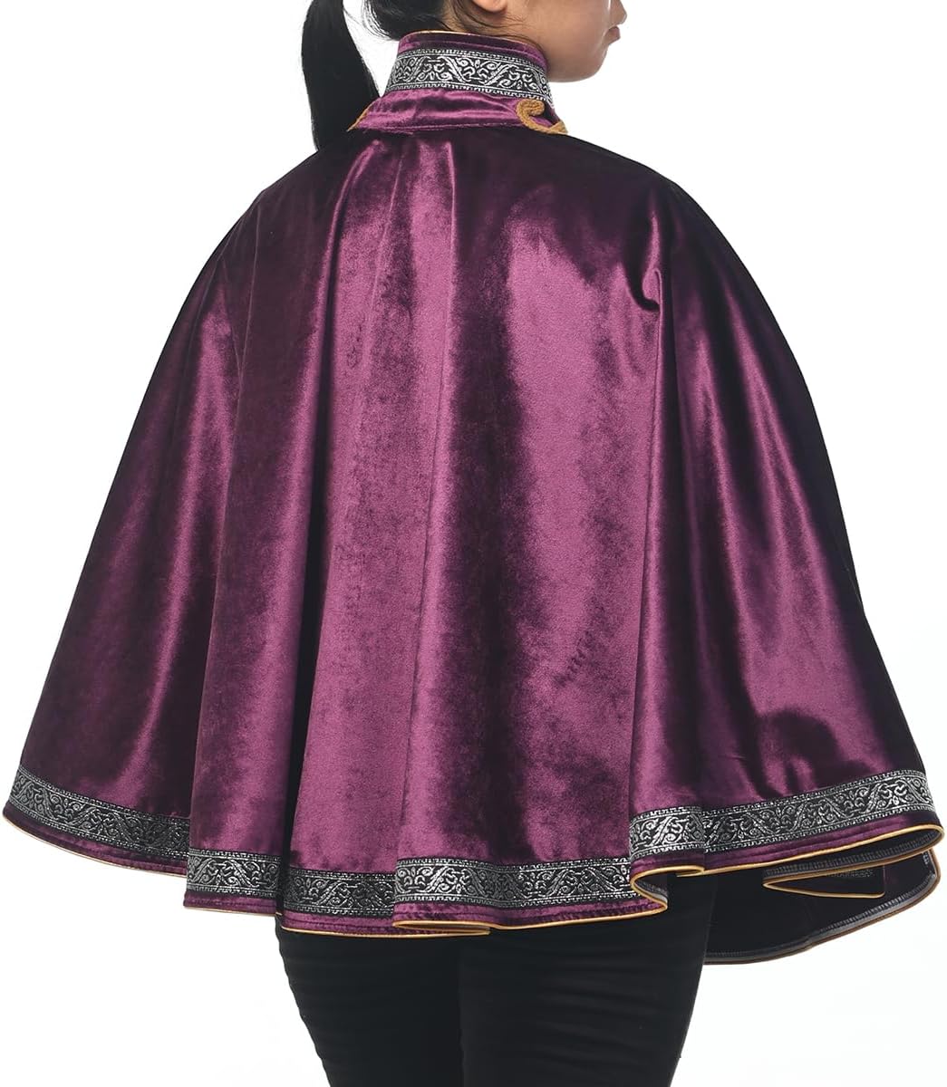 Detalle de UniqKaliber Cape médiévale demi-épaules steampunk – châle Renaissance à lacets pour costume