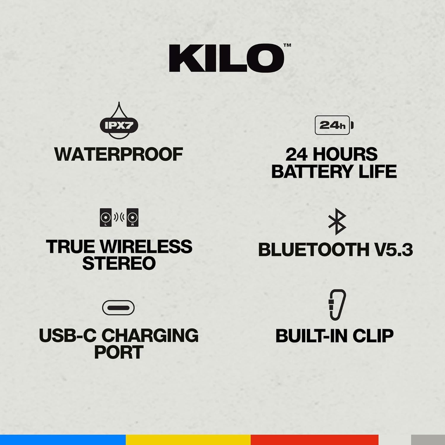Detalle de Skullcandy Kilo Wireless: Tragbarer, wasserdichter Bluetooth-Lautsprecher mit 24 Std. Akku und integriertem Trageriemen