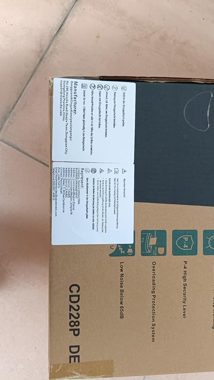 Detalle de Aktenvernichter mit 12-Blatt Kapazität und 25-Liter Behälter – Kreuzschnitt, ideal fürs Home Office