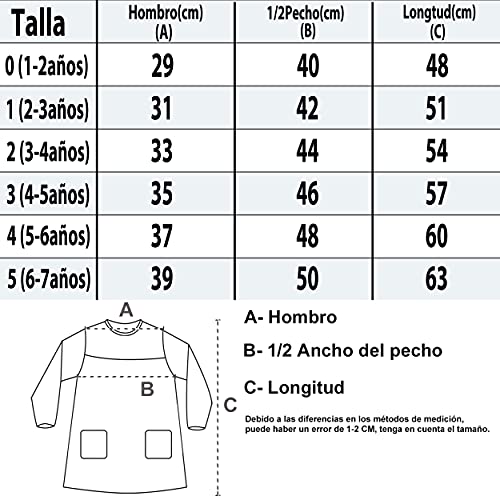 Thumbnail 5 de Bata Escolar Etrexonline para Niños y Niñas – Modelo cómodo sin botones, con bolsillo y puños elásticos (Verde 2–3 años)