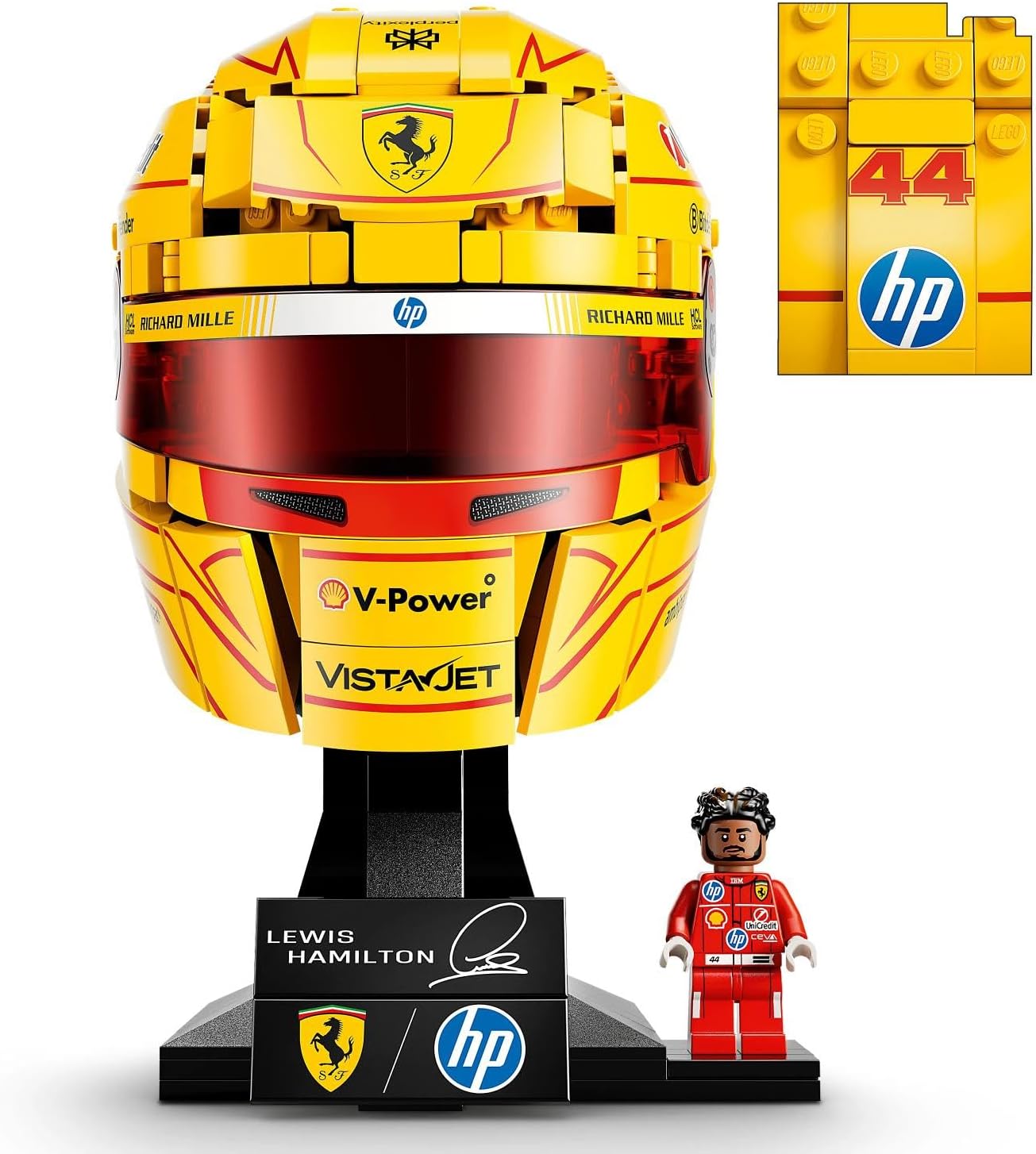 Detalle de LEGO Editions Scuderia Ferrari HP Lewis Hamilton Helmet (43022) – Modello da Esposizione con Minifigure