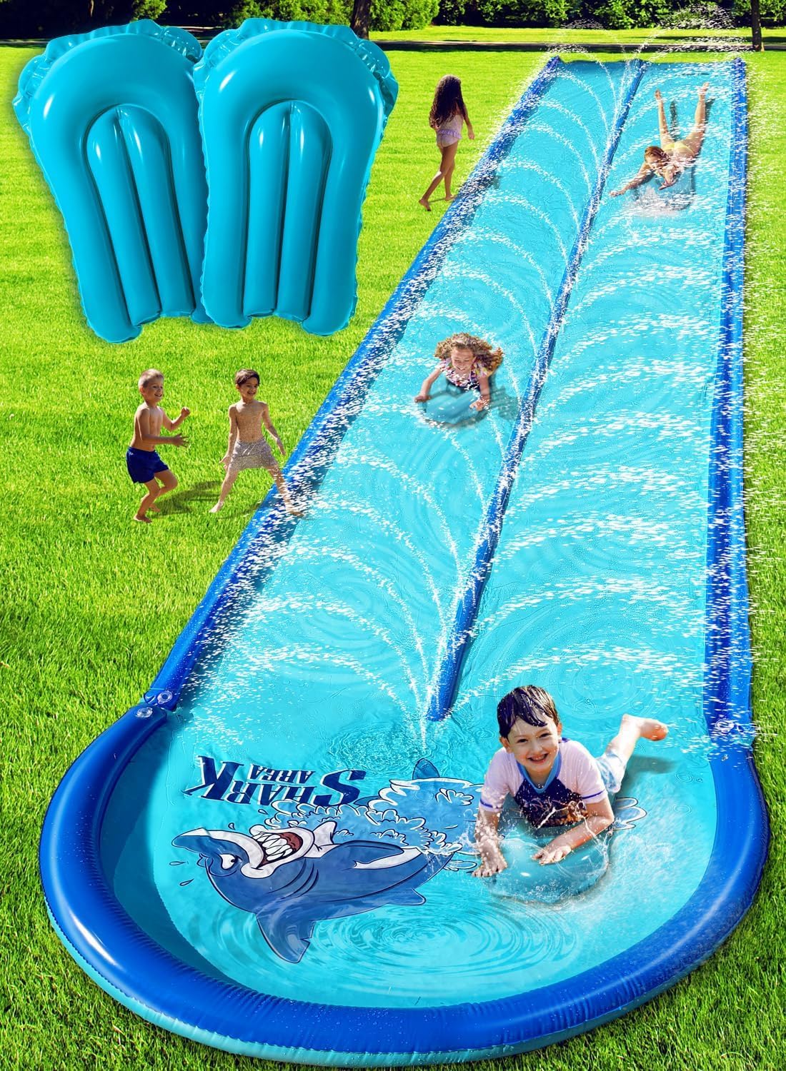 Detalle de Slip and Water Slide for Kids and Adults Backyard with Extra-Large Guard Rails & Dual Sprayers