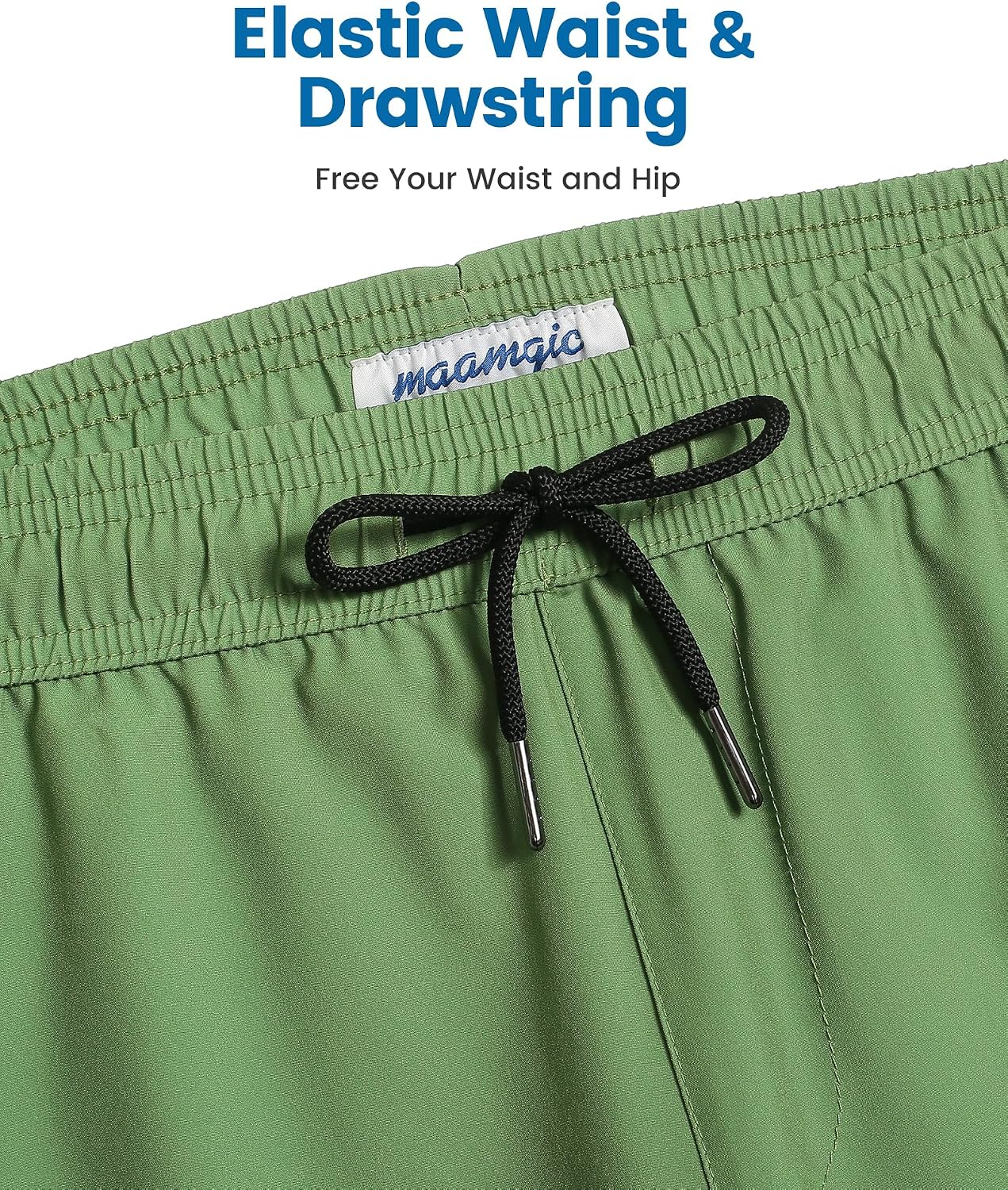 Detalle de MaaMgic Herren Badehose mit Kompression (2-in-1) und Innenhose, 14 cm Innenlänge, schnelltrocknend